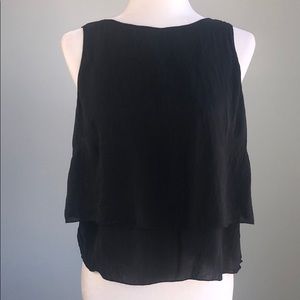 Johnny Was Tiered Black Tank Top Size Medium